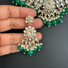 Green Pearl Kundan Necklace, Kundan jewelry, Indian Pakistani Wedding Jewelry