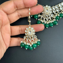 Green Pearl Kundan Necklace, Kundan jewelry, Indian Pakistani Wedding Jewelry