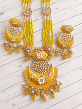 Yellow Kundan long necklace/Indian jewelry/Kundan rani haar/Mala necklace set/Indian Wedding/Bridal Necklace/Punjabi Jewelry/Pakistani