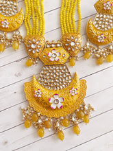 Yellow Kundan long necklace/Indian jewelry/Kundan rani haar/Mala necklace set/Indian Wedding/Bridal Necklace/Punjabi Jewelry/Pakistani