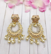 Light weight Kundan Earrings/ Kundan meenakari Chandbali/Indian Earrings/pearl Earrings/Pakistani Earrings/Statement Earrings/bridal/wedding