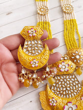 Yellow Kundan long necklace/Indian jewelry/Kundan rani haar/Mala necklace set/Indian Wedding/Bridal Necklace/Punjabi Jewelry/Pakistani