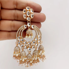 Restcoked Madhuri Dixit inspired chaandbali earrings/Bollywood Kundan Earrings/Indian Earrings/Pakistani/Statement Earrings/Long chandelier