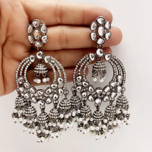 Restcoked Madhuri Dixit inspired chaandbali earrings/Bollywood Kundan Earrings/Indian Earrings/Pakistani/Statement Earrings/Long chandelier