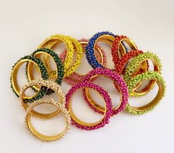 Traditional Indian Gold Pearl Bangle Set (2 pc) Set mix Sizes/ Punjabi Pearl bangles Set/Bridal bangles/wedding jewelry/pakistani jewelry