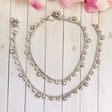 Silver finish stone Anklet Pair/Payal/Jhanjran/Panjab/Pajeb/Indian Traditional Anklets/Indian Jewelry/Pakistani Jewelry/Boho Jewelry