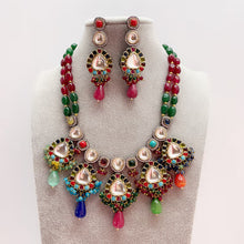 Navratan uncut Polki Premium Quality Kundan Necklace/Indian Long Necklace/Statement Long Necklace/Semi Precious Necklace/Rani Haar