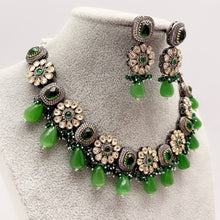 Green Premium quality Victorian necklace/Kundan Jewelry Set/Multi color Kundan Choker Set/Indian Bridal Choker/wedding collection