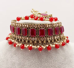 Ruby Antique Polki Kundan necklace set