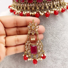 Ruby Antique Polki Kundan necklace set