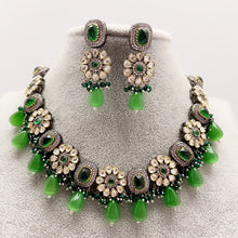 Green Premium quality Victorian necklace/Kundan Jewelry Set/Multi color Kundan Choker Set/Indian Bridal Choker/wedding collection
