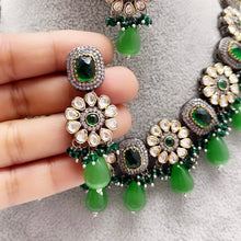 Green Premium quality Victorian necklace/Kundan Jewelry Set/Multi color Kundan Choker Set/Indian Bridal Choker/wedding collection