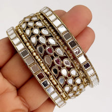 Restocked Bollywood Style Mirror Pearl Bangles 6pcs/Punjabi Mirror chuda bangles set/Bridal bangles/Statement bangles/Indian Wedding /Chuda