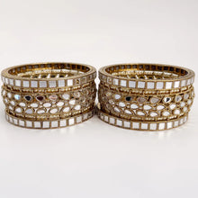 Restocked Bollywood Style Mirror Pearl Bangles 6pcs/Punjabi Mirror chuda bangles set/Bridal bangles/Statement bangles/Indian Wedding /Chuda