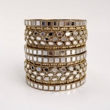Restocked Bollywood Style Mirror Pearl Bangles 6pcs/Punjabi Mirror chuda bangles set/Bridal bangles/Statement bangles/Indian Wedding /Chuda