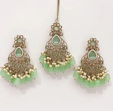 Antique Finish Polki Tikka Earrings Set/Maang Tikka/Teeka/Tika Headpiece/ Polki Jewelry/Bollywood/Indian/Punjabi/Pakistani/Bridesmaid Gifts