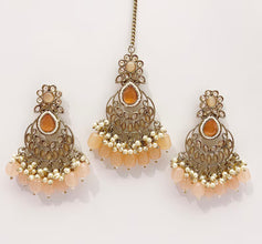 Antique Finish Polki Tikka Earrings Set/Maang Tikka/Teeka/Tika Headpiece/ Polki Jewelry/Bollywood/Indian/Punjabi/Pakistani/Bridesmaid Gifts