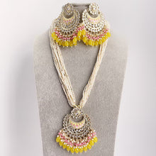 Yellow Kundan Meenakari long necklace/Indian jewelry/Kundan rani haar/Mala necklace set/Indian Wedding/Bridal Necklace/Punjabi/Pakistani