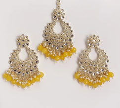 Restocked Kundan Tikka w/ Earring Set- Indian Bridal Maang Tikka, Teeka, Tika Headpiece - Handmade - Bollywood Bridesmaid Gift