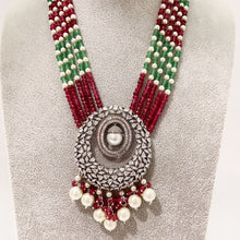 Ruby Green American Diamond Onyx Beads Long Necklace/Indian Long Multi layer Necklace/Indian Jewelry/Indian wedding/Bridal jewelry/Pakistani