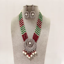 Ruby Green American Diamond Onyx Beads Long Necklace/Indian Long Multi layer Necklace/Indian Jewelry/Indian wedding/Bridal jewelry/Pakistani