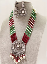 Ruby Green American Diamond Onyx Beads Long Necklace/Indian Long Multi layer Necklace/Indian Jewelry/Indian wedding/Bridal jewelry/Pakistani
