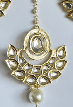 Gold Kundan Tikka w/Earring Set Indian Bridal Maang Tikka Headpiece Handmade Pearl Jewelry For Women Bollywood Bridesmaid Gifts