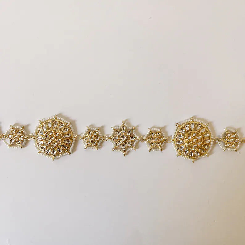 Kundan Head Band/Sheesh Phool tikka/Bridal Matha Patti/Sheesh patti/Matha phool/Kundan Indian Jewelry/Indian Bridal/Pakistani/13.2 Inches