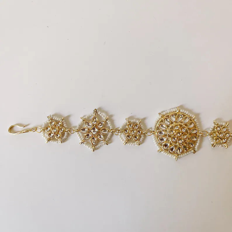 Kundan Head Band/Sheesh Phool tikka/Bridal Matha Patti/Sheesh patti/Matha phool/Kundan Indian Jewelry/Indian Bridal/Pakistani/13.2 Inches
