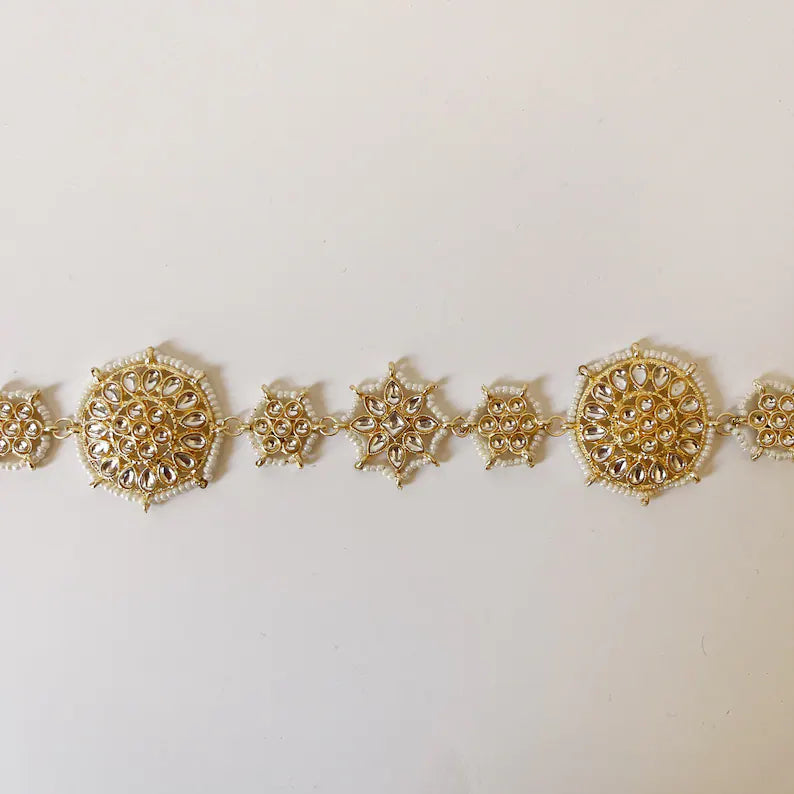 Kundan Head Band/Sheesh Phool tikka/Bridal Matha Patti/Sheesh patti/Matha phool/Kundan Indian Jewelry/Indian Bridal/Pakistani/13.2 Inches