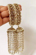 Restocked Bollywood Polki Kundan antique finish Jhumka Pearl Bangles Set(2 PC)/Punjabi Pearl bangles/Kalira/Kaleera/Bridal bangles/ wedding