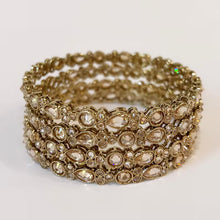 Set of 4 Polki Kundan antique finish Bangles Set mix Sizes Punjabi Pearl bangles Set/Bridal bangles/Antique bangles/Polki Reverse AD bangles