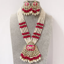 Hot Pink Kundan long necklace set/Kundan rani haar/Kundan Mala Set/Multi strand necklace/Indian jewelry/Kundan jewelry/Bridal necklace