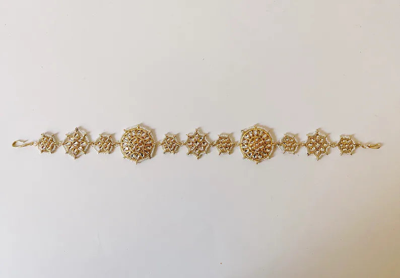 Kundan Head Band/Sheesh Phool tikka/Bridal Matha Patti/Sheesh patti/Matha phool/Kundan Indian Jewelry/Indian Bridal/Pakistani/13.2 Inches