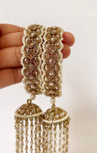 Restocked Bollywood Polki Kundan antique finish Jhumka Pearl Bangles Set(2 PC)/Punjabi Pearl bangles/Kalira/Kaleera/Bridal bangles/ wedding