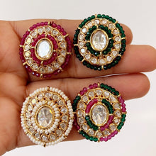 Fine Kundan Stud Earrings/silver foil kundan /Victorian earrings/Statement Studs/CZ Earrings//Pakistani/Punjabi/Indian Jewelry