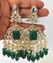 Kundan earrings long, Kundan chaandbali earring, Kundan earring set, long earring set, Indian earrings, colorful long earrings, bridal