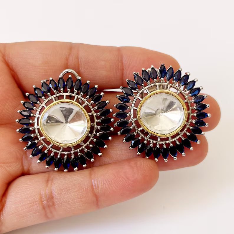 Alia Bhatt inspired Large Victorian uncut polki Kundan Stud Earrings/Indian Studs/Indian Jewelry/Kundan Studs/Sabyasachi stud/Indian wedding