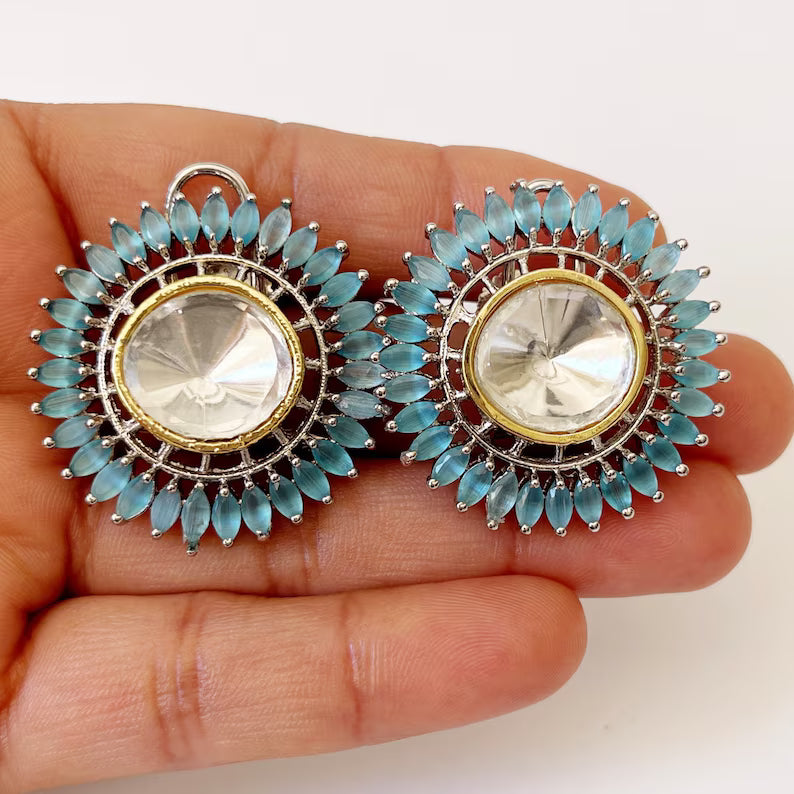 Alia Bhatt inspired Large Victorian uncut polki Kundan Stud Earrings/Indian Studs/Indian Jewelry/Kundan Studs/Sabyasachi stud/Indian wedding