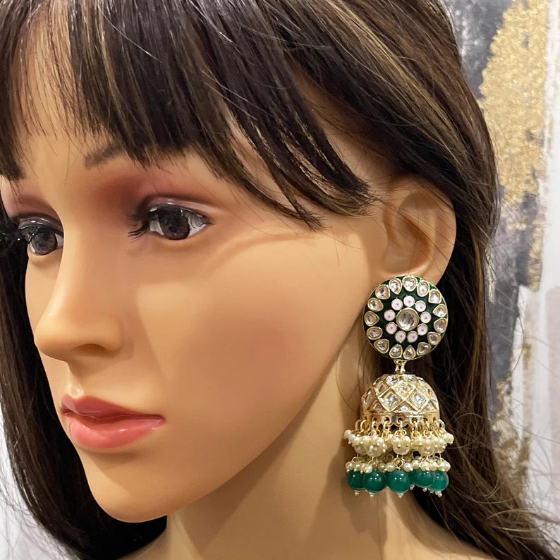 Bollywood Kundan Pearl Jhumka/Jhumka Earrings/Big jhumka/kundan Earrings/Indian earrings/Punjabi/Pakistani Jewelry/Bridal/Indian Wedding