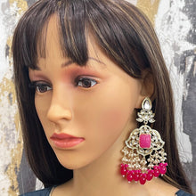 Kundan earrings long, Kundan chaandbali earring, Kundan earring set, long earring set, Indian earrings, colorful long earrings, bridal