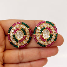 Fine Kundan Stud Earrings/silver foil kundan /Victorian earrings/Statement Studs/CZ Earrings//Pakistani/Punjabi/Indian Jewelry