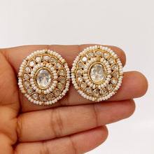 Fine Kundan Stud Earrings/silver foil kundan /Victorian earrings/Statement Studs/CZ Earrings//Pakistani/Punjabi/Indian Jewelry