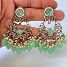 Antique finish Polki Kundan Chaandbali Earrings/Indian Earrings/Pakistani Earrings/Statement Earrings/Long chandelier/Indian wedding