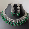 Emerald Green Silver CZ Diamond necklace/CZ Stones Necklace Set/Elegant/Unique Jewelry/Indian/Pakistani/Bollywood/Indian Wedding/Bridal