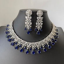 Blue Silver American Diamond necklace/Diamond/CZ Stones Necklace Set/Elegant/Unique Jewelry/Indian/Pakistani/Bollywood/Indian Wedding/Bridal