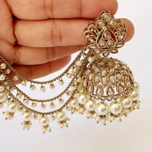 Restocked Bahubali Polki Pearl Jhumka/stone Jhumka/Indian Jewelry/Pakistani/Punjabi/Indian/Statement earring/Bridal earring/Indian wedding