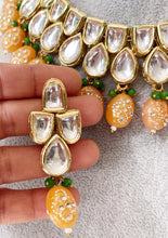 Peach Jadau Kundan Rajwada Necklace, Bollywood Jewelry Indian Pakistani Wedding Jewelry