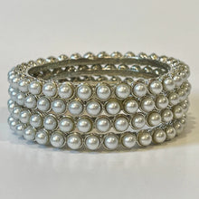 Silver Pearl Bangles Set/Pearl Bangles/Indian Bangles/Indian wedding/bridal jewelry/Statement bangles/Silver bangles