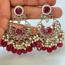 Antique finish Polki Kundan Chaandbali Earrings/Indian Earrings/Pakistani Earrings/Statement Earrings/Long chandelier/Indian wedding